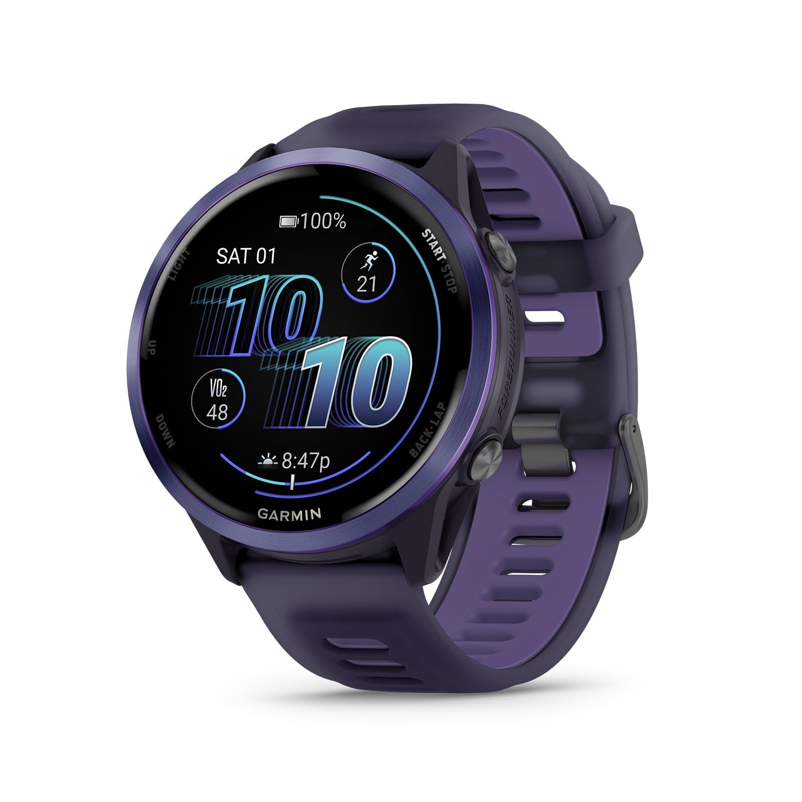 61Lb0FVIRlL Garmin Forerunner 570 47mm GPS Running Smartwatch, Aluminum, Imperial Purple/Indigo - Image 1